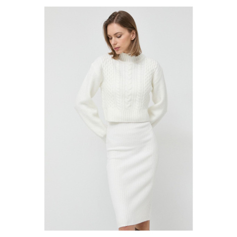 Šaty a sveter s prímesou vlny Morgan biela farba, mini, priliehavá