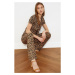 Trendyol Camel Leopard Print Knitted Coverall
