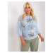 Light blue women's plus size blouse with print