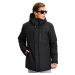 River Club Pánsky čierny fleece vnútorný odnímateľný vodný a vetruodolný zimný kabát & parka