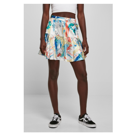 Women's Satin Mini Skirt AOP Soft Yellow Holiday Urban Classics