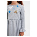Trendyol Gray Sequin Embroidered Ruffled Sleeves Girls Knitted Dress
