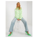 Light green and ecru striped oversize sweater from RUE PARIS