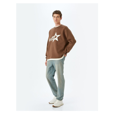 Koton Oversize bicycle collar Cotton Blend Slogan Printed Sweatshirt