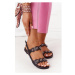 Kožené dámske sandále s remienkom v čiernej farbe