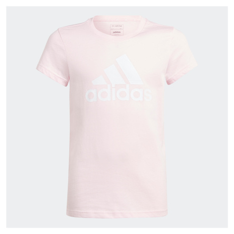 Dievčenské tričko na fitness bielo-ružové s logom Adidas