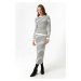 Lafaba Women's White Skirt and Striped Knitwear Suit