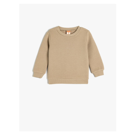 Koton Crew Neck Sweatshirt Textured Cotton Blend