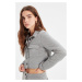 Trendyol Gray Quilted Fabric Crop Knitted Jacket