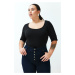 Trendyol Curve Black 100% Cotton Knitted Blouse