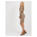 Dark beige fitted knitted dress with belt OCH BELLA