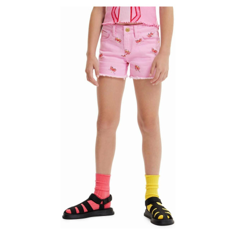 Detské krátke nohavice Desigual ružová farba, vzorované