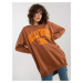 Light brown and orange oversize long sweatshirt with slogan