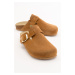 LuviShoes GONS Women's Tan Suede Leather Slippers