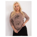 Dark beige blouse plus size with 3/4 sleeves