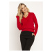 Dámsky sveter s dlhým rukávom Swe243 Red - MKN
