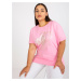 Pink cotton t-shirt with a larger size of loose fit