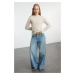 Trendyol Stone Sweater Soft Textured Loose Knit Sweater