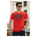 Madmext Men's Printed Red T-Shirt 4471