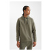 DEFACTO Khaki Fit Standard Fit Hooded Scuba Diving Fabric Sports Sweatshirt