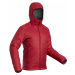 FORCLAZ Pánska vatová bunda Trek 100 s kapucňou na treking v horách do -5 °C červená ČERVENÁ