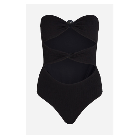 Plavky Karl Lagerfeld Karl Dna Strapless Swimsuit Black