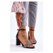 Elegant sandals with cubic zirconia heels Black Laurene
