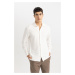 DEFACTO Modern Fit Polo Collar Crinkle Long Sleeve Shirt