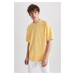 DEFACTO Oversize Wide Pattern Crew Neck Short Sleeve Heavy Fabric Basic Plain T-Shirt