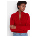 Trendyol Red Stand-Up Collar Knitwear Sweater