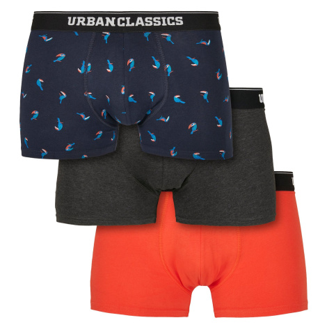 Men's Boxer Shorts 3-Pack Birds/Grey/Orange Urban Classics