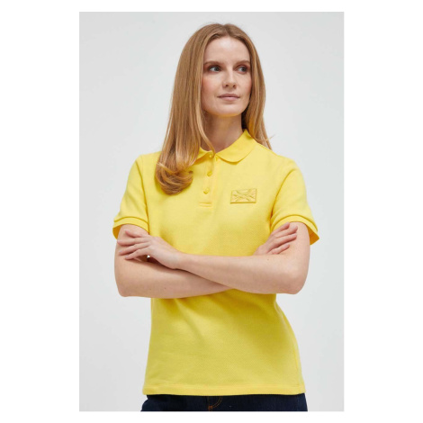 Bavlnené polo tričko United Colors of Benetton žltá farba