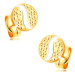 Zlaté puzetové náušnice 585 - malý kruh s vlnkou z bieleho zlata a bodkami