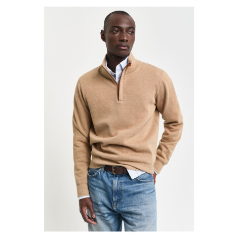 MIKINA GANT SACKER RIB HALF ZIP KHAKI MEL