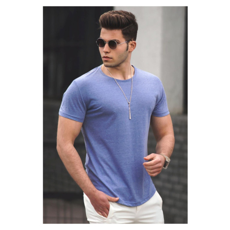 Madmext Men's Blue Basic T-Shirt 4055