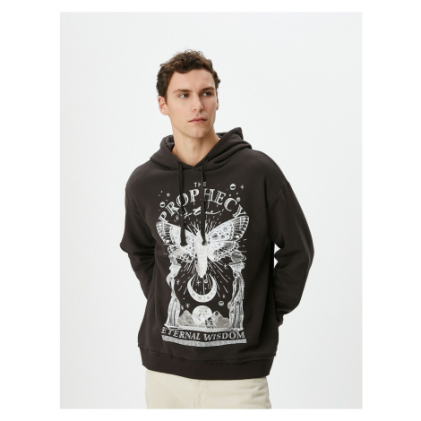 Koton Oversize Hooded Sweatshirt with Mystic Printed Slogan