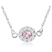 Strieborný náhrdelník 925, ružový zirkónový ovál lemovaný čírymi kamienkami