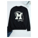 Trendyol Black Oversize/Wide Cut Crack Print Fleece Sweatshirt