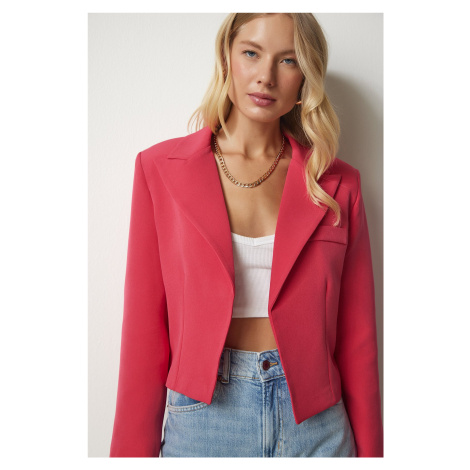 Happiness İstanbul Women's Pink Double Breasted Lapel Blazer Jacket