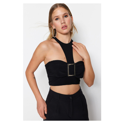 Trendyol Black Crop Accessory Knitted Bustier