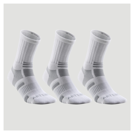 Športové ponožky RS 560 vysoké 3 páry bielo-sivé ARTENGO