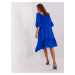 Cobalt blue dress with frills and 3/4 sleeves