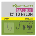 Korum náväzce xpert maggot barbless to nylon 30 cm - #12 0,19 mm 6 lb