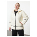 Trendyol Curve Ecru Regular Fit Plush Garni Detailed Coat