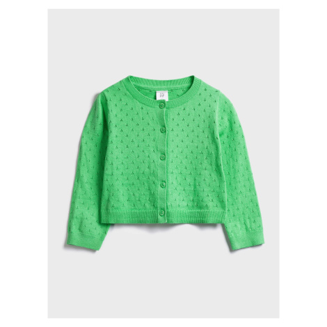 Detský sveter pointelle cardigan Zelená GAP