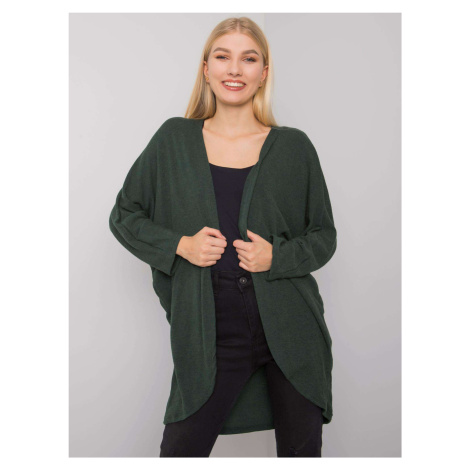 Women's knitted cape in dark green color