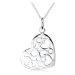 Strieborný náhrdelník 925, prívesok srdca s výrezmi sŕdc a kruhov