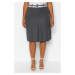 Trendyol Curve Anthracite Striped Pencil Formal Woven Skirt