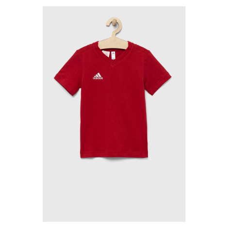 Detské bavlnené tričko adidas Performance ENT22 TEE Y červená farba, jednofarebné