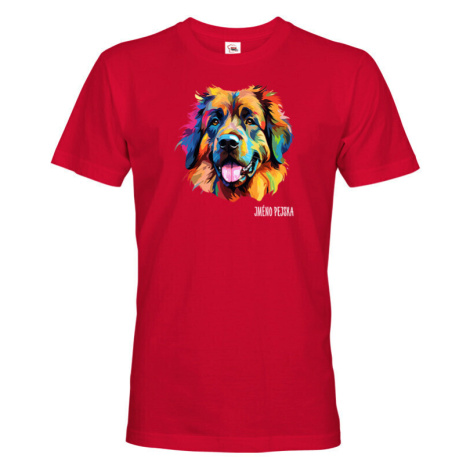 Pánské tričko s potlačou plemena Leonberger s voliteľným menom